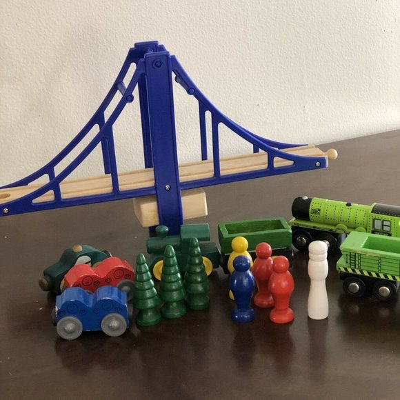 Wood Train Maxim Enterprise Bay Bridge Railroad Car w/ Magnets #38551 Lot of 16